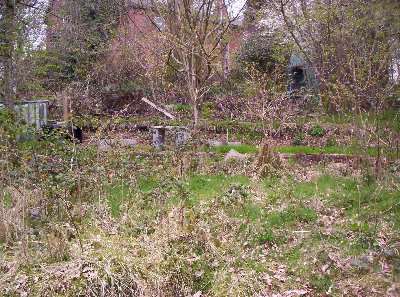 Stone table erected behind the proposed flower meadow.