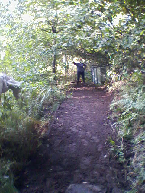 Lee and Susan dig out and level the ground to take new beehives.