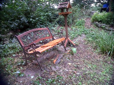 Items donated by&nbsp;Katie being refurbished for use in&nbsp;the garden.These have now been moved to the lower garden.