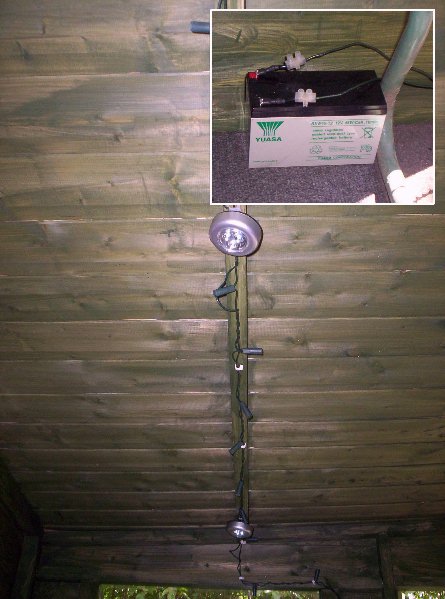 The hide lights recharged from solar cells.