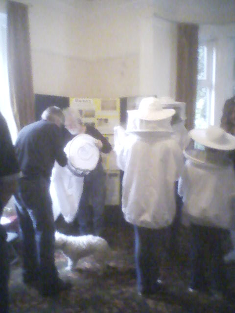 Paul helps everyone suit up.