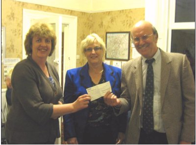 Vivien Carter with Jean Lythgoe (Treasurer) and Brian Stringer (Chairman).