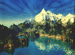 Mountain scene generated by computer